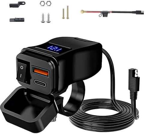 Motorrad USB Steckdose Wasserdicht: 12 V/24 V Motorrad USB Ladegerät QC3.0 18 W+30 W Dual USB Steckdose mit EIN/Aus-Schalter für Motorrad Telefon Tablet