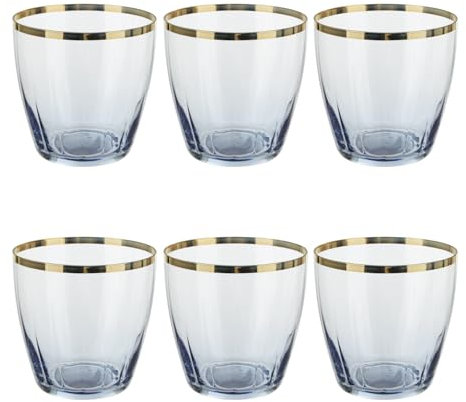 KASANOVA Set 6 bicchieri acqua 365 ml blu con bordo oro Shine