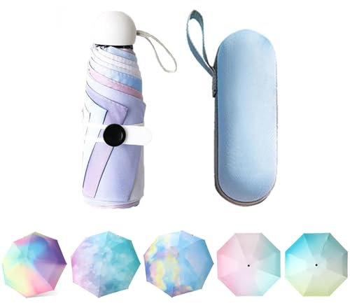Aikelai Gradient Color Mini parapluie pliant, Parapluie de voyage Anti UV, parapluie femme, parapluie enfant fille, small umbrella (Ciel étoilé)