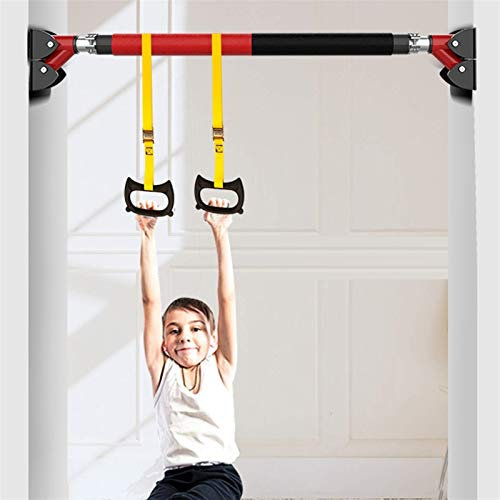 WYRMB Pull-Up Bars Portable Door Chin Up Bar No Screws Fitness Horizontal Bar, Home Strength Training Fitness Equipment 72-180Cm (Pull Up Bar+Ring),Pull-up bar+ring-110-134cm