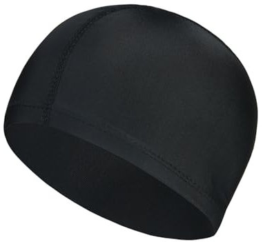 Badekappe Unisex Schwimmkappe UV Schutz Schwimmmütze Ohrenschutz Schwimmhaube Elastisch Bademütze Anti Rutsch Swimming Cap Badehaube für Herren Damen Lange Kurzes Haar Schwarz