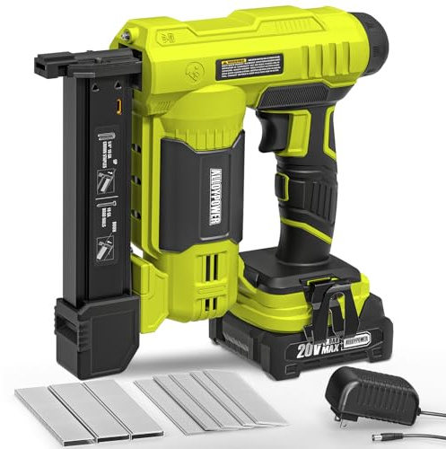 ALLOYPOWER 18 Gauge Nail Gun Battery Powered, 2 in 1 Electric Nailer with 2.0Ah Battery and Charger, 1000 Nails and 500 Staples Included for Home Improvement and Woodworking