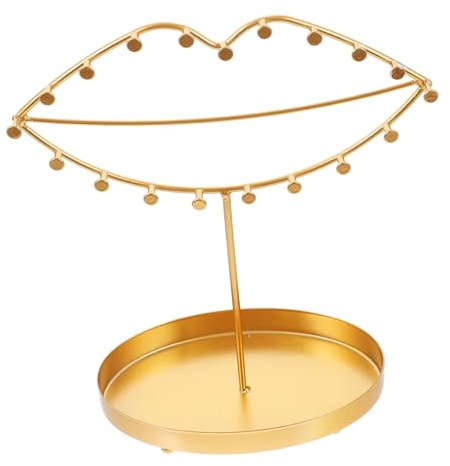 1pc jewelry rack necklace earring dish Earrings Display Stand Jewelry Display Stand ring holder dangle earrings for girls Jewelry Organizer Shelf iron dressing table palm leaf(26.5X21.5X11CM)
