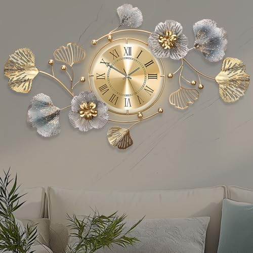 Blissio Wanddeko Wohnzimmer, Wanddeko Metall, Retro Ginkgo Leaf Design, Kreatives Geschenk für die Heimdekoration für Wohnzimmer,Schlafzimmer,Studie Wanddekoration (120cm)