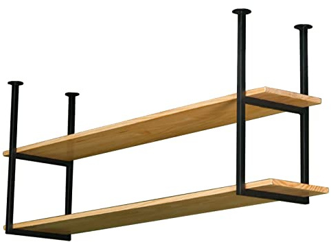 HeavyDuty Ceiling Shelf RackVersatile Pot Hanger & Flower HolderSolid Wood & Metal for Kitchen Garage RestaurantDurable Storage Solution for Home & Commercial Use
