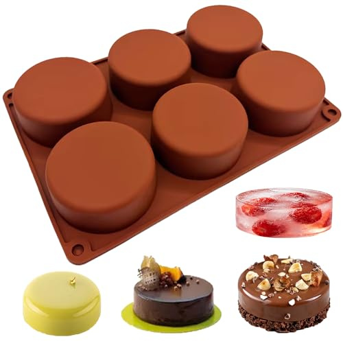 duoyif Silikonform Zylinder Runde Ø 8 cm Höhe 3,4 cm Zylinderform Backform | Kuchenform Zylinder, Muffinform, Schokoladenform BPA-frei, Silikon Backform für Schokolade Mousse Brownies Gelee Eis