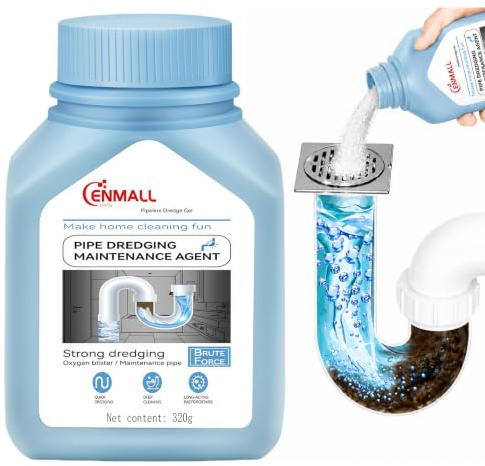 Drain Unblocker Sink Unblocker Heavy Duty Powder, One Shot Drain Cleaner, Toilet & Kitchen Plughole Unblocker, Bathroom Shower Clog Remover, Safe for All Pipes 320g