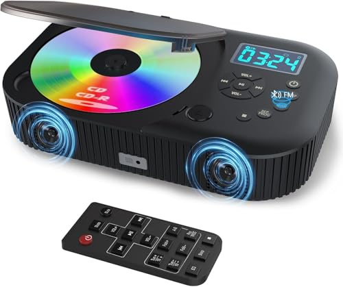 MONODEAL Bluetooth CD Player Tragbar mit Radio und Lautsprecher,HiFi Stereo | Tragbarer CD Player mit Bluetooth, Unterstützung AUX/USB, Sleep Timer