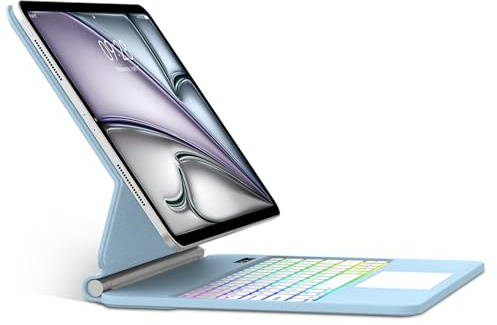 Tiiomioon Teclado para iPad Air 13'' M4 2026/ M3 2025/ M2 2024- Azul | Español Ñ Teclado para iPad Pro 12.9'' 2022/2021/2020/2018- Magic Keyboard Bluetooth Desmontable Retroiluminado para Air 13''