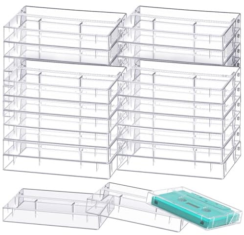 30er-Pack transparente Kunststoff-Kassetten-Aufbewahrungsboxen