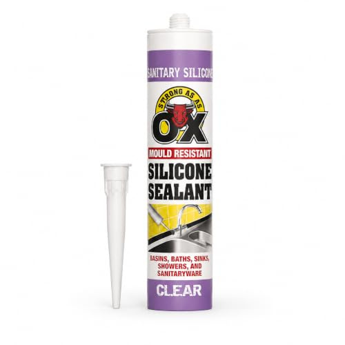 Mould Resistant Silicone Sealant 300ml – Waterproof Sanitary Silicone for Bathrooms, Kitchens, Baths, Showers, Basins, Sinks & Sanitaryware – White/Clear (Clear)