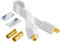 POPPSTAR Cable pasaventanas SAT 28cm (cable coaxial muy plano 0,2mm), 2x conector F macho a (1x IEC macho/IEC hembra), 2 tiras adhesivas, blanco
