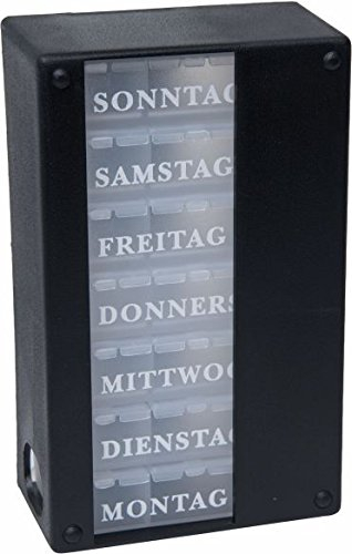 Wochen Medikamentendosierer 7 Tage, Schwarz - Tablettendose Pillendose Wochendosierer Pillendosen