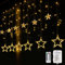 BLOOMWIN Lichtervorhang Fenster Weihnachten Sterne 2m x 1m 138 LEDs Weihnachtsbeleuchtung Innen Fenster Lichterkette Batterie mit Timer Sternenvorhang 12 Sterne Innen Außen Zimmer Balkon, Warmweiß