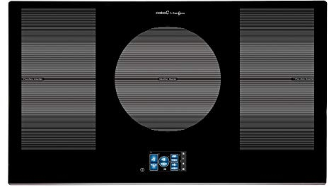 Cata 8024202 Can Roca| Induktionskochfeld | Modell IDF 9012 PRO BK | 90 cm breit | 5 Kochzonen | 9 einstellbare Leistungsstufen + Booster | 5 TFT Touch Control | Farbe Schwarz, Glas Edelstahl