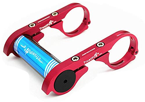 TrustFire HE01 Fahrradhalterung für Fahrrad-Lenker, Zubehör, Verlängerung für Fahrradlicht, Taschenlampe, Stoppuhr, GPS-Geräte, Sportkamera oder Smartphones, Schwarz/Blau/Rot, HE01 - Red