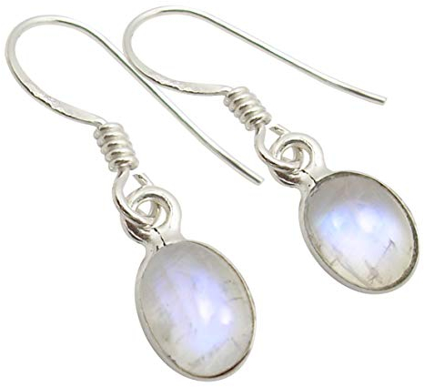 SilverStarJewel 925 Solide Silber Regenbogen Mondstein Ohrringe 2,5 cm Deco Neu Schmuck