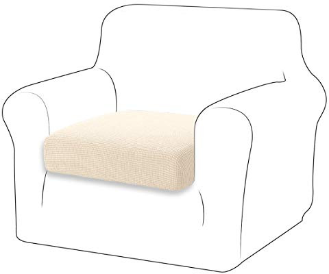 TIANSHU Sofa Sitzkissenbezug Stretch, Sitzkissenbezüge rutschfest, Jacquard-Stretch-Sofasitzbezug, Sofa überzug Elastischer, Schonbezug für Sofa Sitzkissen mit Gummiband (1 Sitzer,Beige)