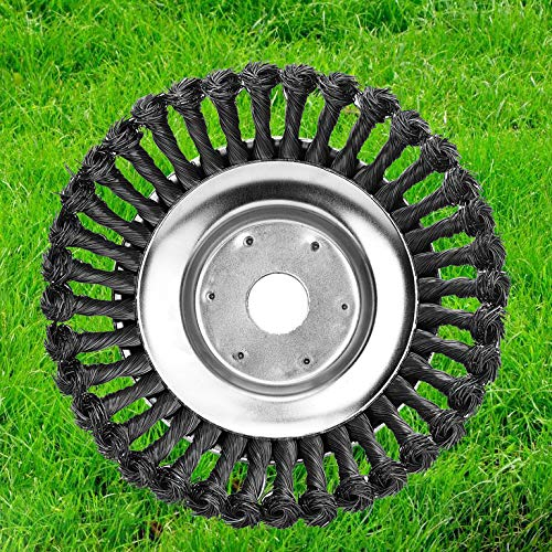 Brosse de Débroussailleuse à Gazon, 200x25.4mm Brosse à Désherber Ronde pour éliminer Les Mauvaises Herbes, Tête Brosse Rotative avec Roue en Fil d'acier Massif pour Jardin Agriculture(8 Pouce)