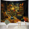LB 235x180cm Wandteppich Halloween Wandtuch Schloss Wandbehang Hexenmagische Bücher Tapisserie für Wohnzimmer Schlafzimmer Wohnheim Wanddeko
