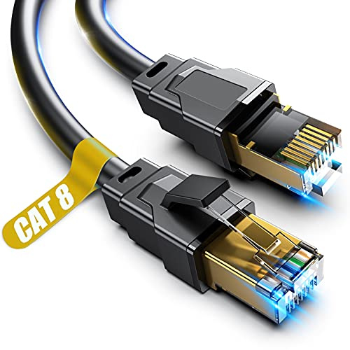 Vabogu Cat 8 Ethernet Cable 1.5FT, Heavy Duty 26AWG High Speed 40Gbps 2000MHz, Gold Plated RJ45 Shielded, Weatherproof Indoor & Outdoor LAN Cable for Gaming PC PS5 Xbox Modem Router