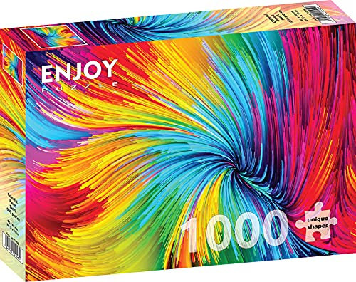 1000 Pieces Jigsaw Puzzle for Adults – Matte Finish, Soft Touch, Sturdy and Unique Pieces, Tight Fit, Vivid Colors, Missing Pieces Service – Rainbow Gradient Abstract Paint Swirl – by ENJOY Puzzle