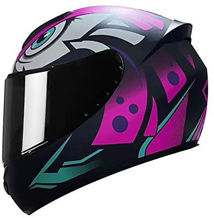 Casco Moto Modulare Apribile Flip Up Integrale per Donna e Uomo - Anticollisione DOT Omologato Invernale Motociclista Full Face Scooter - Viola, L