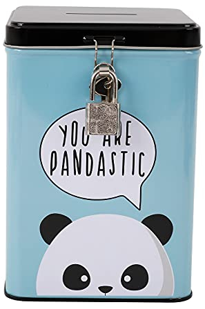 I-TOTAL® - Tirelire drôle avec Cadenas et clés/Porte-Monnaie en métal avec Fermeture (Panda)