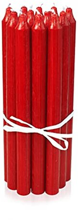 LUMELY dänische Premium Stabkerzen Rot, 12er Pack, Höhe 29cm, Ø 2,2cm, Brenndauer ca. 14 Stunden, zylindrische Leuchterkerzen, Deko Kerzen Set, Kerzen Skandinavisch