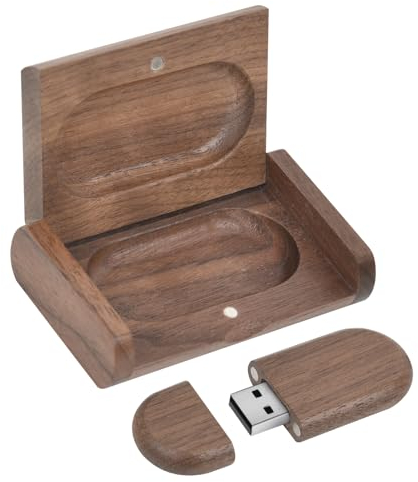 HOZYALE USB Stick Holz USB 2.0 Flash Laufwerk 16GB Datenstick Speicherstick Oval Memory Stick mit Holzbox
