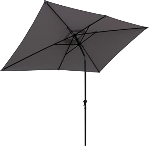 Pure Home & Garden Kurbelschirm Sunny 250 x 200 cm hellgrau, mit UV-Schutz 40 Plus, Knicker und abnehmbarem Bezug