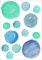 wolga-kreativ Wandtattoo Wandsticker Wandbild 60 Stück Wasserfarben blau türkis Punkte Tupfen Set Wanddeko Set Kinderzimmer Spielzimmer Babyzimmer Mädchen Junge-n Baby Zimmer wandtattoo