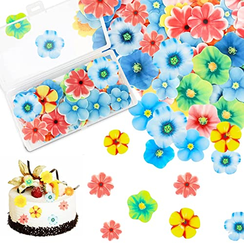HIQE-FL 80Pcs Blumen-Kuchen-Deckel,Essbare Blumen-Kuchen-Deckel,Essbare Blumen Cupcake Topper,Tortendeko geburtstagstorte Dekoration,Kuchen Dekorationen (B-Blumen)
