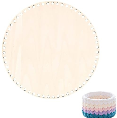 Gokelomg 30Cm NatüRlicher Korb Boden mit Loch, Kreis Leerzeichen Basis für Mach Es Selbst Stricken HäKeln Beutel Boden Former