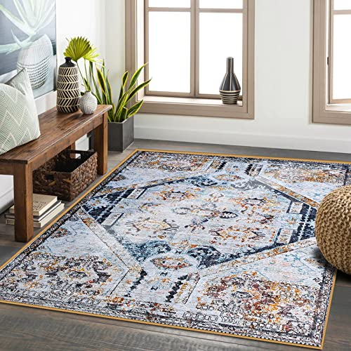 Calore Alfombras Salon, Vintage Antideslizante Alfombra de área,Alfombra de Salón Modernas Pelo Corto para Salón Dormitorio área Interior(120 * 160 cm, Beige Retro)
