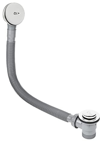 Ultra Chrome Click Clack Bath Waste & Overflow Kit – 1.5 Inch Pop-Up Drain with ABS Piping, Slotted/Unslotted, Easy Install for Freestanding & Standard Baths