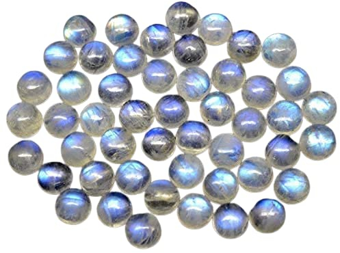 Regenbogen-Mondstein 6mm Runde Cabs Kalibrierter blauer Feuer-Regenbogen-Mond-Cabochon-Edelstein 1 Stck