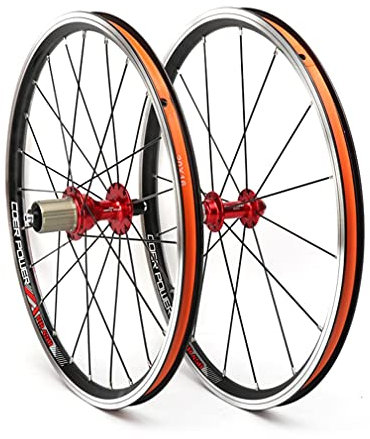 406 BMX Felge Faltbares Fahrrad Laufradsatz 20 20/24H V Bremse Schnellspanner Laufrads 100/130mm Nabe Für 7/8/9/10/11 Geschwindigkeit Kassette 1294g (Color : Red, Size : 406/20)