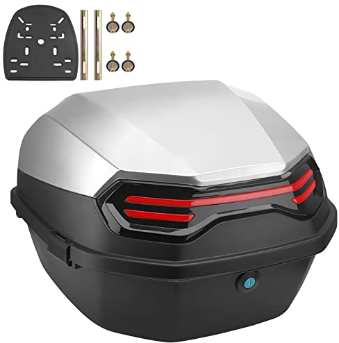 NUACOS Motorrad Kofferraum Universal Top Box wasserdichte Motorrad Heckbox mit RüCken für Roller Moped,F,11 * 15 * 15inch