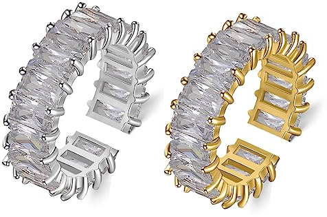 CCAIPU 925 Sterling Silber Ring Damen Knöchel Ring Silber/Gold Damen Ring Trendy Ring (B-Gold)