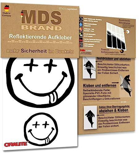 MDS Brand Kinder Reflektoren Sticker Set - Reflektoren Fahrrad - für Fahrradrahmen & Helm - Auto & Kinderwagen - Reflektoren für Sicherheit - Hohe Sichtbarkeit - Optimierte Haftung(R-018, Schwarz)