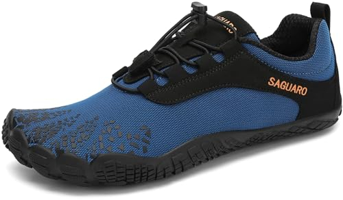SAGUARO Chaussures Minimalistes Barefoot Homme Femme Chaussures Aquatique Respirant Antidérapant pour Trail Fitness Marche - Orteils Larges et Zéro Drop Semelles, Bleu, 43 EU