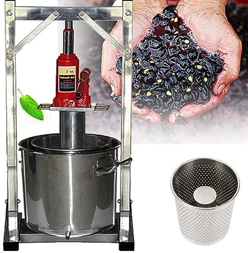 ZUMAHA Obstweinpresse, 12 L, 22 L, 36 L, Manuelle Saftpresse, Obstpresse, Traubenzerkleinerer FüR Die Weinherstellung, 2 EdelstahlfäSser, FüR Outdoor, KüChe Und Zuhause,22L