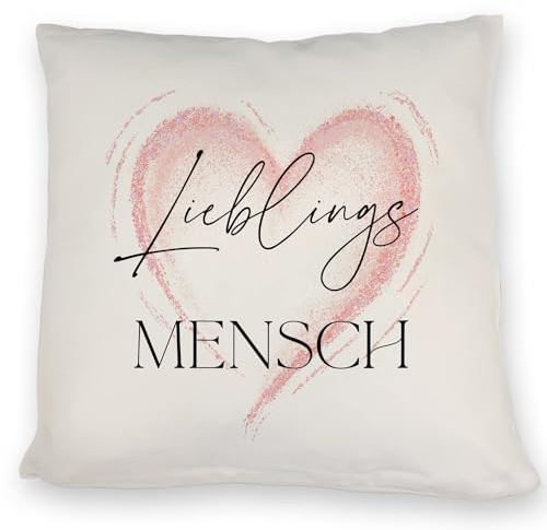Lieblingsmensch Kissen in rosa Valentinstag für Ehefrau Kissen mit Herz Ehe DekoKissen Motiv romantische Liebesbotschaft bedrucktes Frau KuschelKissen Spruch Beziehung