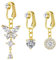 Cizme 3 pièces Fausse Anneau de Nombril en Acier Inoxydable Or Barre de Nombril Non percé Clip sur Nombril avec Pendentif de Papillon Coeur Bijoux de Piercing