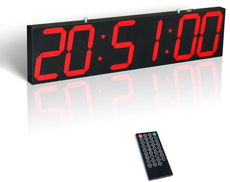 CHKOSDA 28.5in Double Sided Digital Wall Clock, Multifunctional Led Large Clock with Timer, Temperature and Date Display, Hanging Digital Clock Large Display for Corridors, Hospitals (Red)