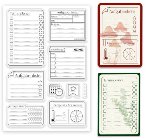 ORIGACH 2024 Deutscher Plan und Zeitpläne Klare Stempel für die Kartenherstellung Zeitplaner Silikonstempel für DIY Scrapbooking Journaling Fotoalbum Basteln