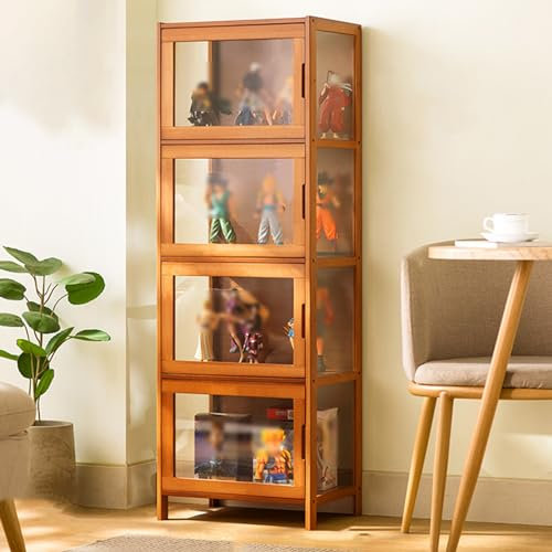 Vitrines pour objets de collection, vitrines avec portes en verre, cadre en bambou naturel, armoires de rangement et bibliothèque pour salle de jeux, étanche à la poussière ( Color : B , Size : 126*43