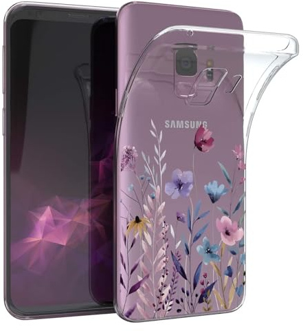 Kaywzo Hülle für Samsung Galaxy S9,Transparent TPU Handyhülle mit Gemälde Blume Muster,Ultradünn Stoßfester Schutzhülle,Schön Silikon Cover Case-4