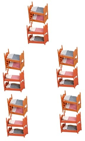Toyvian 10 Sätze Mini Etagen Bett Wohnkultur Möbel Mädchenspielzeug Mini-hausbett Puppenhausdekoration Mini- -puppenbett Miniatur-etagenbett Mini-Modell Zubehör Kind Plastik Das Bett